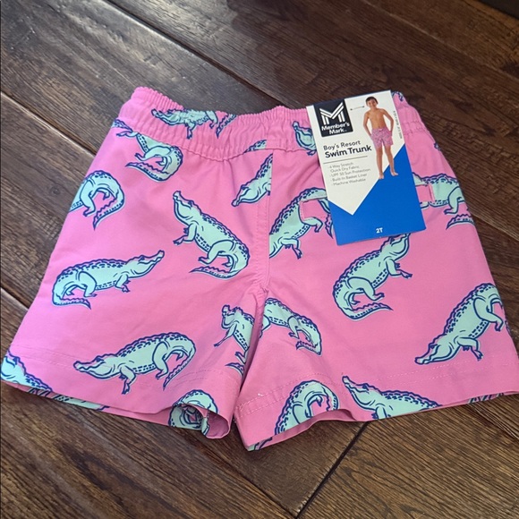 NWT Kids Pink Alligator Swim Shorts - Picture 4 of 6
